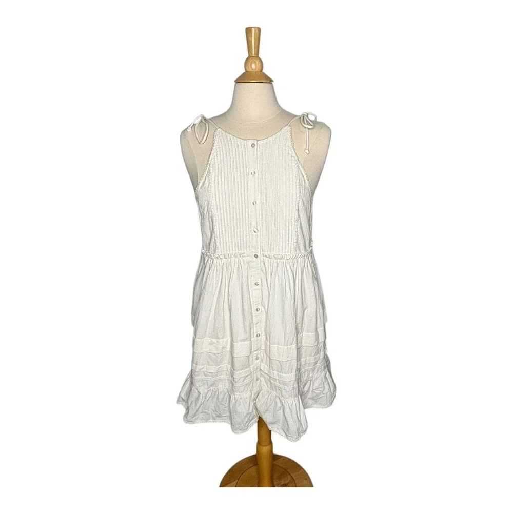 Free People Adella Mini‎ Dress Womens Small Ivory White Boho Open Back Button